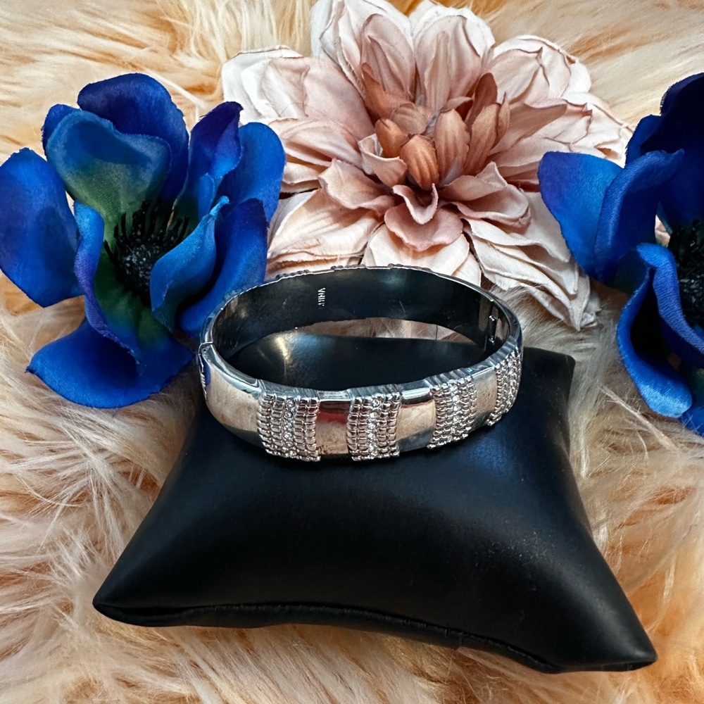 Silver Etched Cuff Bangle Bracelet NEW!